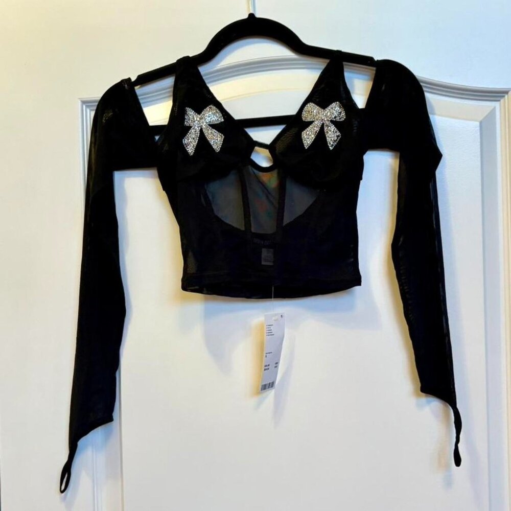 Urban Outfitters Black Mesh Top